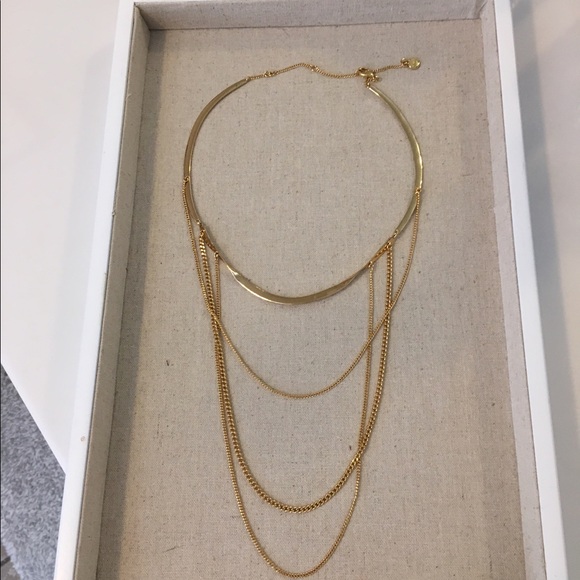 Stella & Dot Gold and White Layered Necklace - Picture 2 of 4